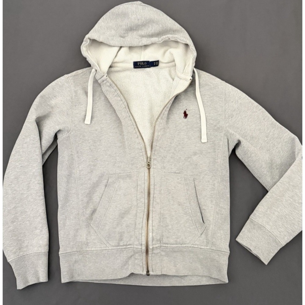 Vintage Polo Ralph Lauren Jacket Mens Size Small Gray Y2K Full Zip Hooded